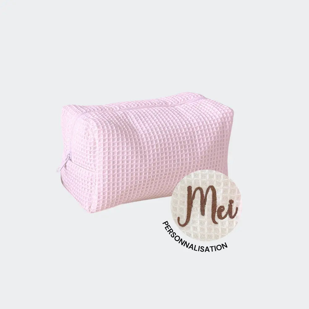 trousse de toilette bebe personnalisable rose