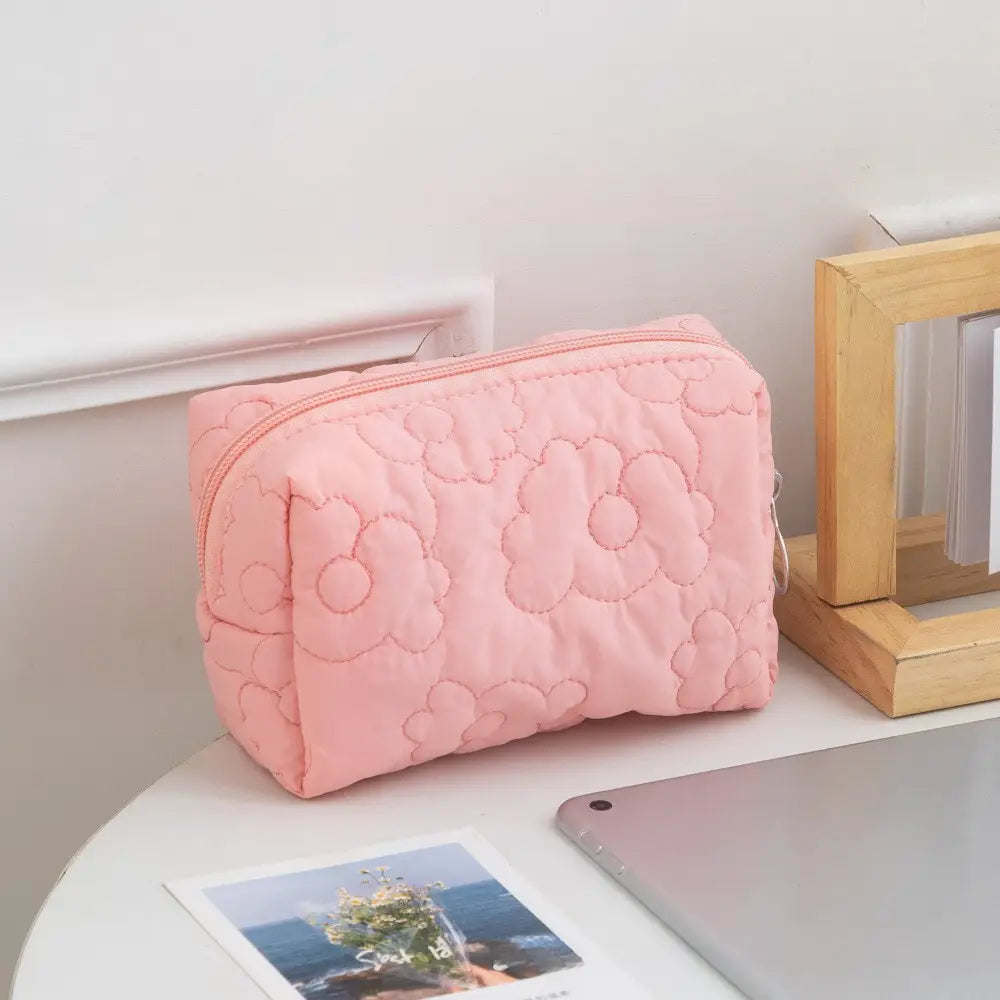 trousse de toilette coton rose