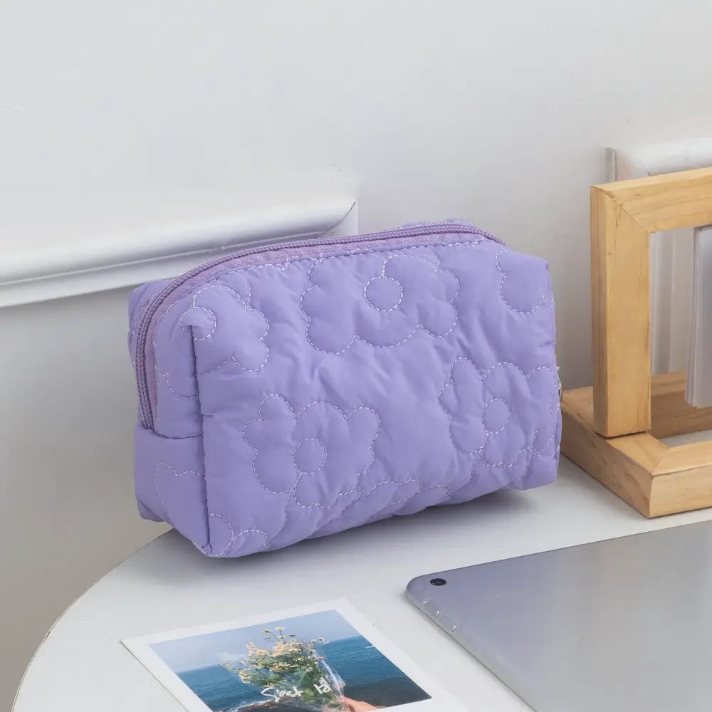 trousse de toilette coton violet