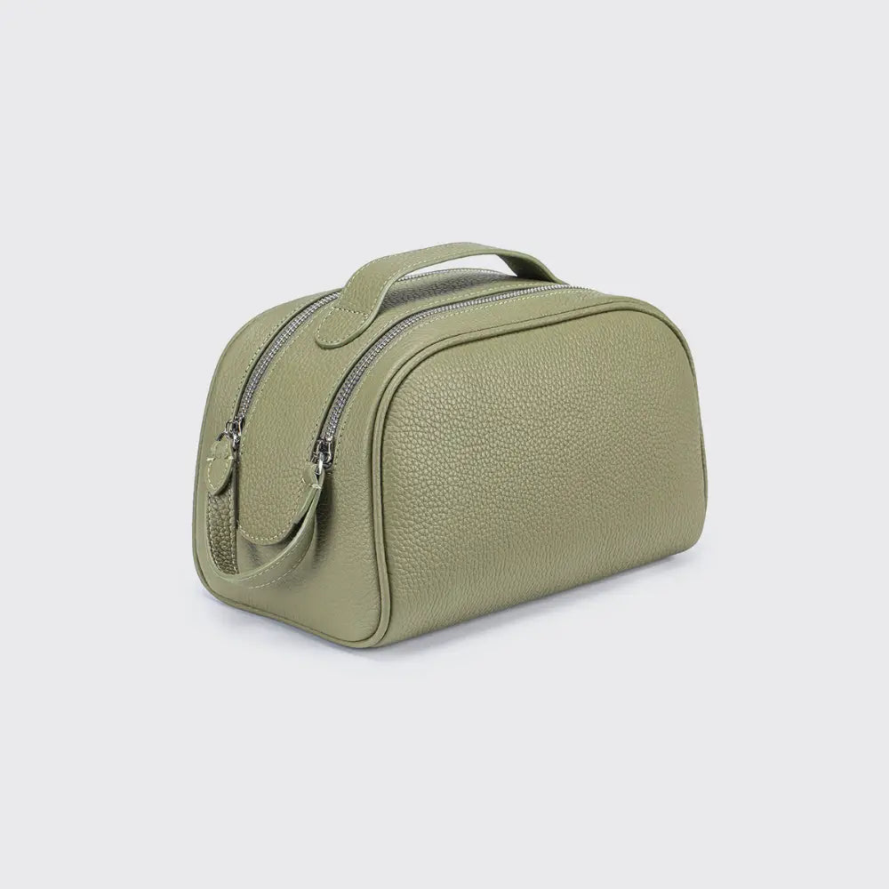 trousse de toilette cuir pour homme vert