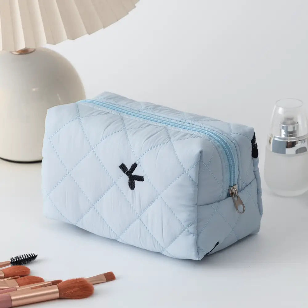 trousse de toilette en coton bleu