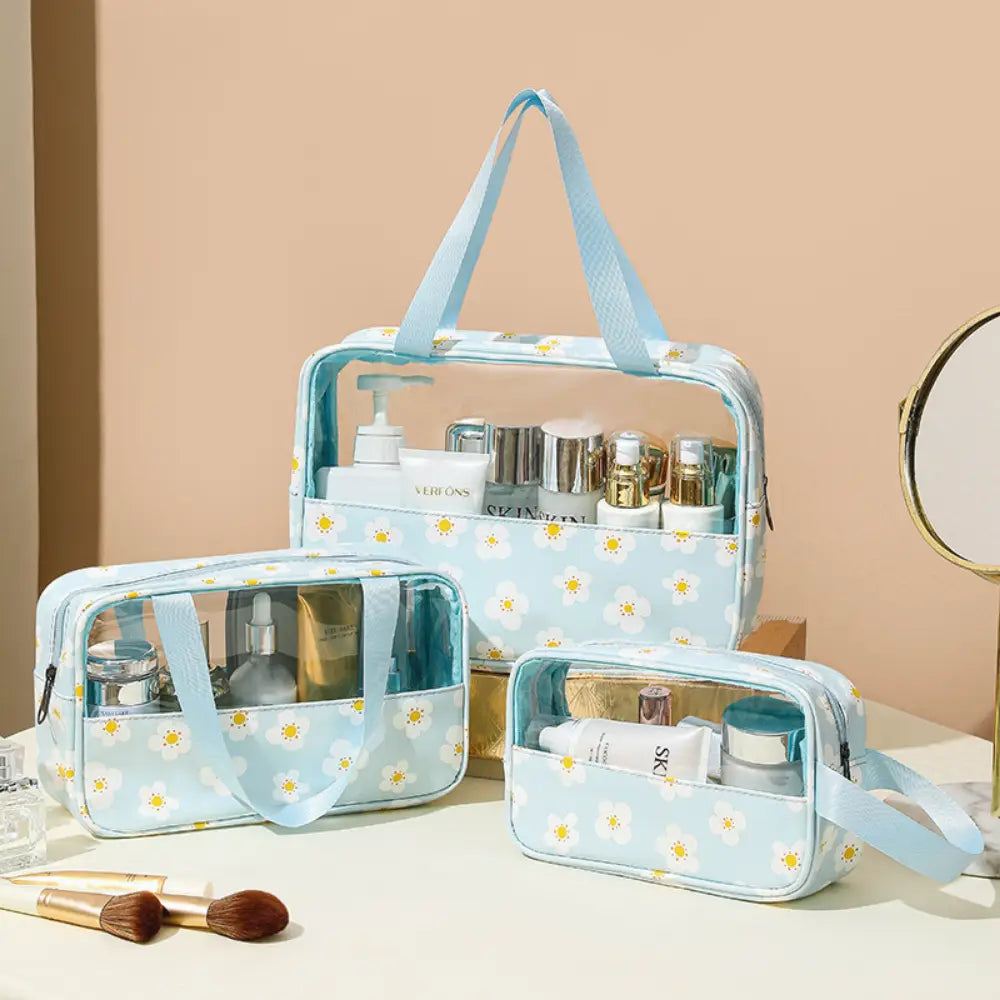 trousse de toilette familiale avec fleurs vert