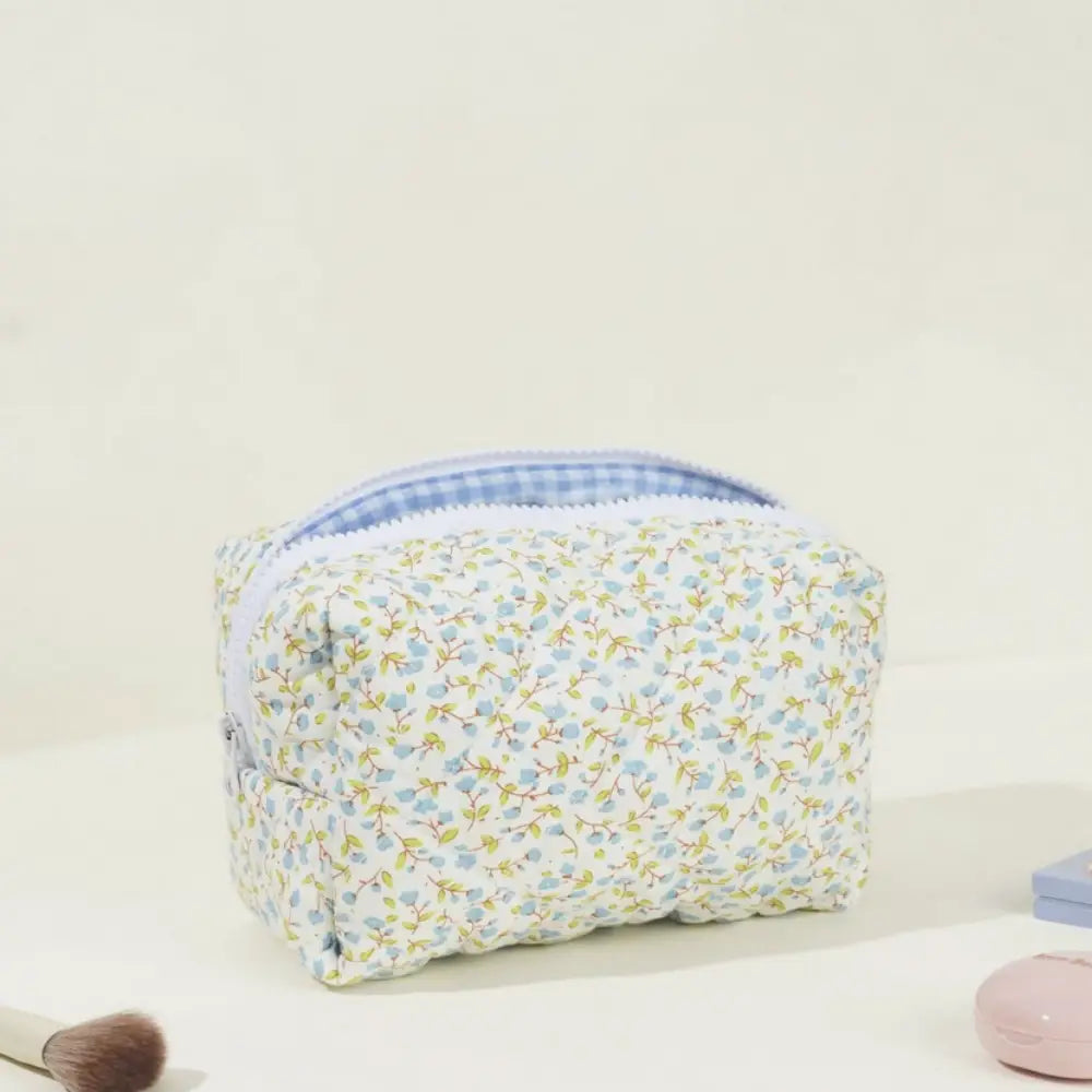 trousse de toilette fleurie bleu