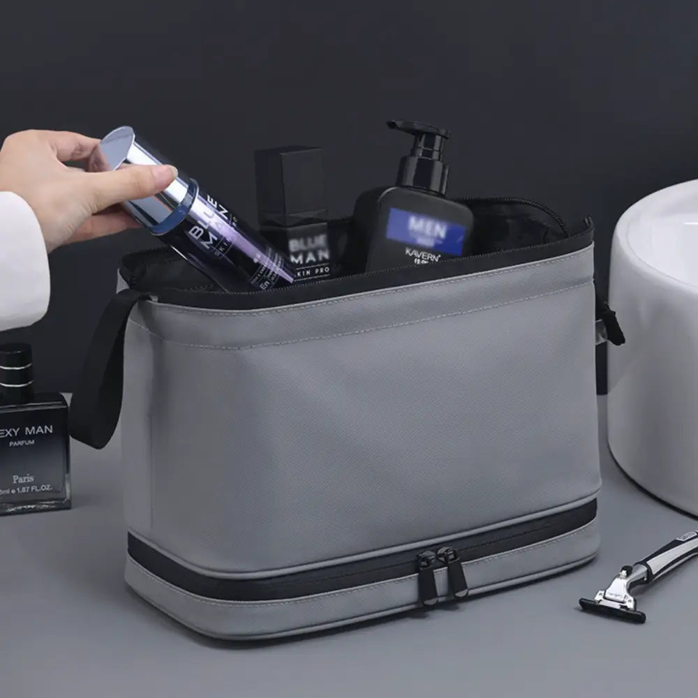 trousse de toilette pour homme gris