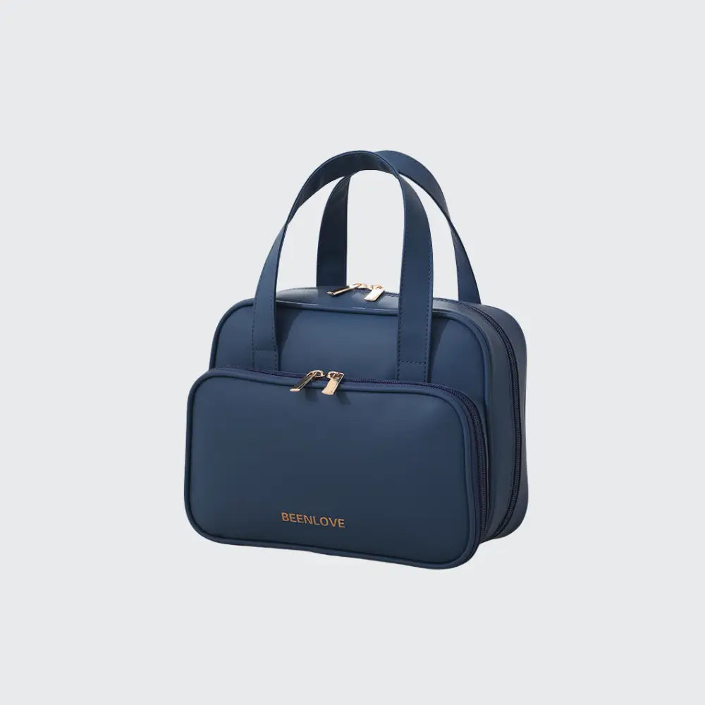 vanity trousse de toilette bleu marine en cuir